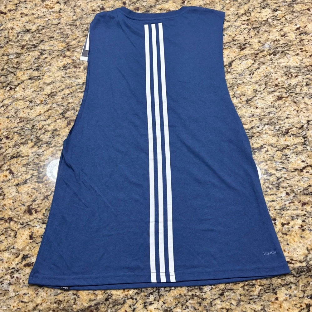 Adidas Ultimate 2.0 Three Stripe Life Muscle Tank Top Blue Mens Small ws